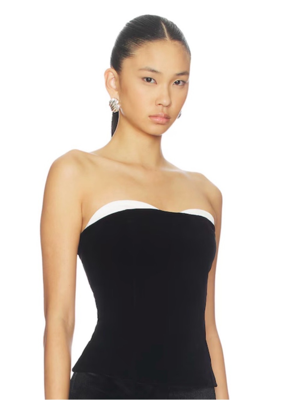 Revolve superdown Black Strapless Bandeau Top with White Trim size medium